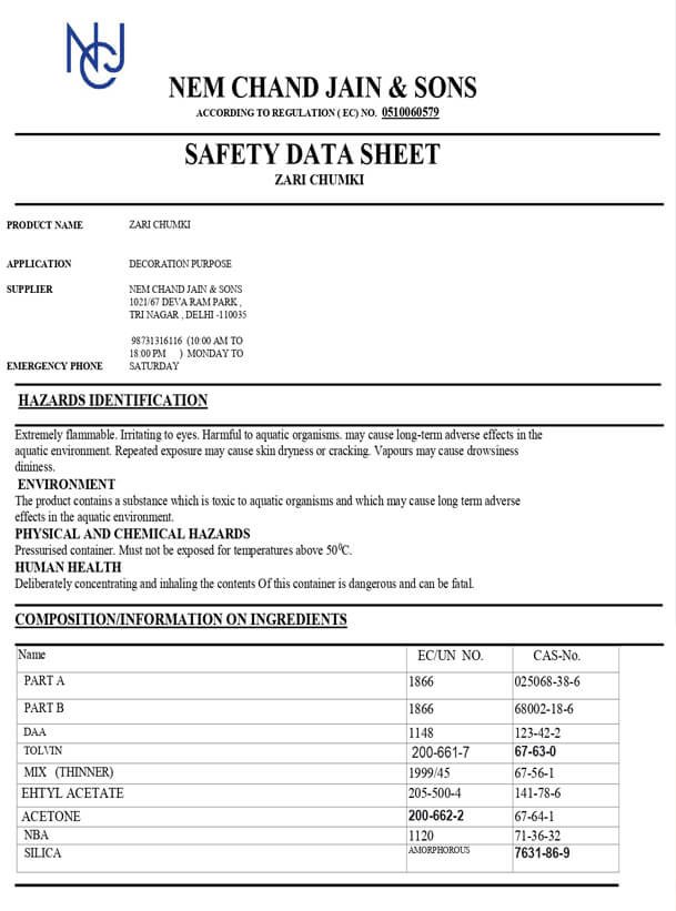 msds certificate